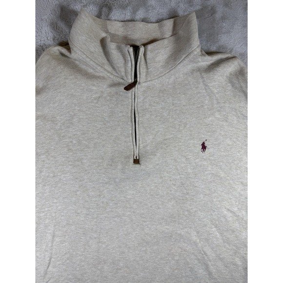 Polo Ralph Lauren Sweater Mens 4XLT Beige Quarter Zip Mock Neck Big Tall - Picture 2 of 8